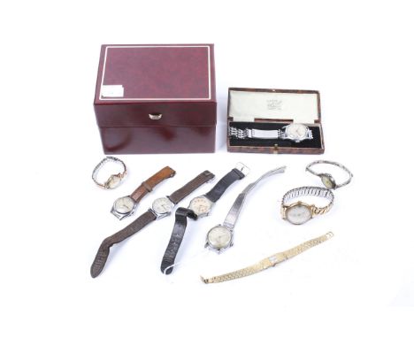 A collection of vintage wrist and bracelet watches. Including examples by Edox, Hydromatic; Pallas; Yrda, and others