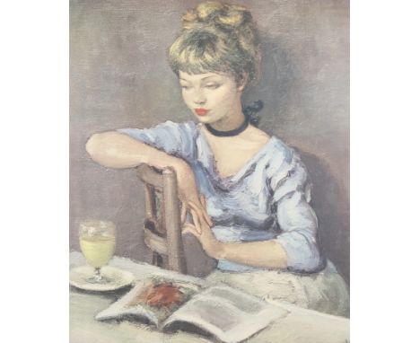 A portrait print after Marcel Dyf (1899-1985) - 'Claudine'. Framed. 49cm x 59cm