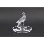 A Lalique France trinket ring dish with an opaline dove.