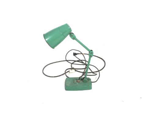 A vintage multi pose B511 'industrial' work desk lamp. With metal conical shade, hinged arm and cast metal base with on/off s