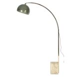 A large late 20th century arc stone and gilt metal floor lamp.