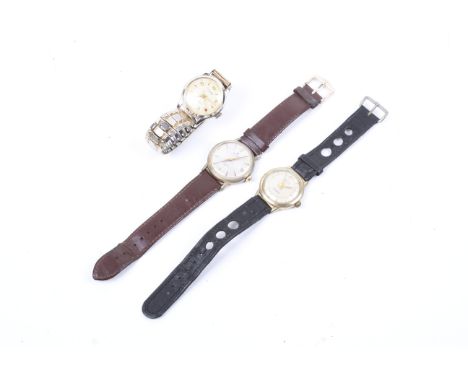 Three vintage men's watches. Comprising Waldman, Cimier and Nostrana, two with leather straps. 