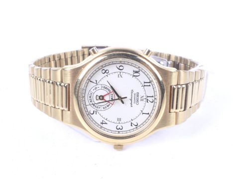 Seiko, 'Dancing Hands', a gentleman's gold-plated and stainless steel alarm quartz bracelet watch. Ref. 8M25-8030 A4, No.0301
