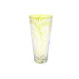 Artel engraved yellow glass 'fern' vase. Etched maker's mark to the base.