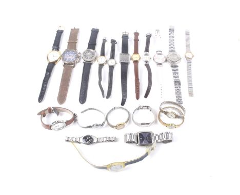 Twenty vintage lady's and gentleman's wrist and bracelet watches. Including examples marked Daniel Hechter; Ernest ;Lorus ;Re