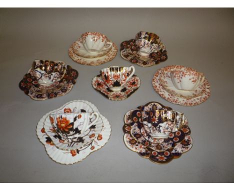 SIX WILEMAN (1872-1890) TRIOS, to include three Daisy shape, Japan pattern, No.6075, two pattern No.4337 (one s.d.), and patt