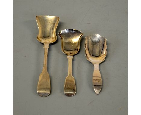 THREE SILVER CADDY SPOONS, London 1839, Newcastle 1811 and Cork 1780 ?, approximate weight 55g