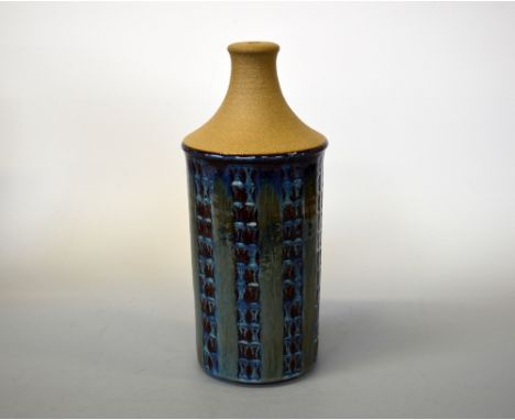 A SOHOLM STENTOJ DANISH STUDIO POTTERY LAMP BASE, c.1970's, of cylindrical form, impressed marks to base, approximate height 