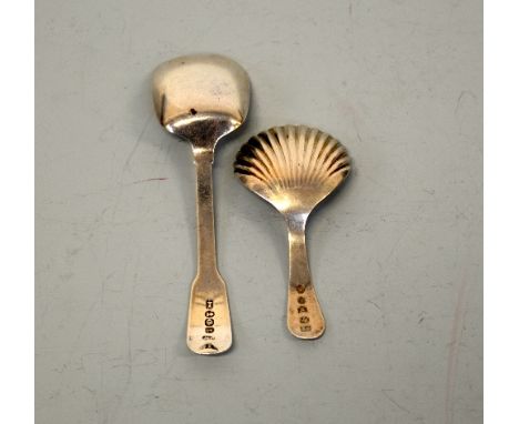 A SMALL SILVER CADDY SPOON, Birmingham 1795, together with Birmingham 1830, Joseph Willmore example