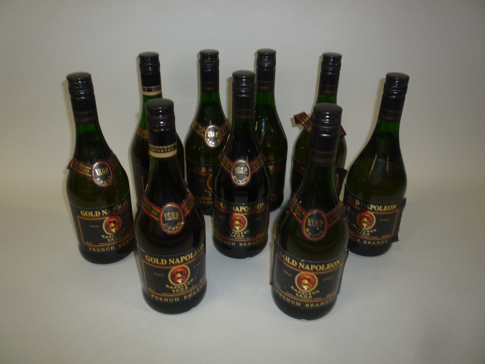 GOLD NAPOLEON FRENCH BRANDY, nine bottles, various levels (9)