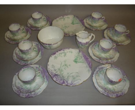 A WILEMAN & CO TEASET, c.1900, pattern No.5026, comprising milk, sugar, eight cups, eight saucers, eight tea plates and two c