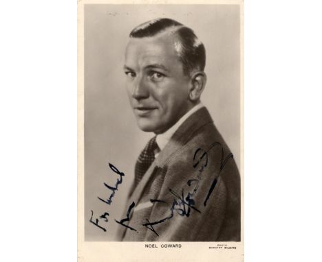 COWARD NOEL: (1899-1973) English Actor & Playwright, Academy Award winner. A good vintage signed and inscribed postcard photo
