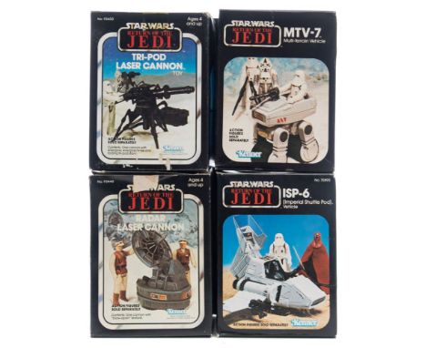 Two original boxed Star Wars 'Return of The Jedi' Mini-Rigs, together with two boxed Action Figure Accessories by Kenner:, co