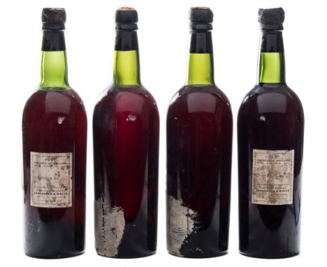 Four bottles of vintage port 'Fonseca 48, bottled by Lankestar & Wells , Northamptonshire:, ( two bottles lacking labels)