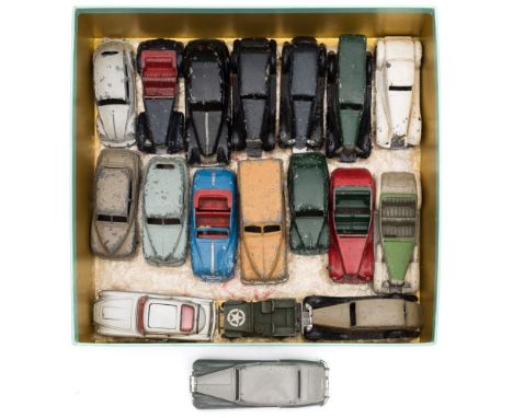 A collection of various Dinky and Corgi vehicles:, including a James Bond Aston Martin (red plastic spinner version), a Rolls