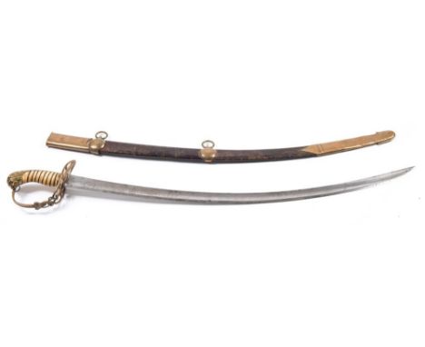 A British 1803 pattern Light Infantry Officer's sword by J J Runkel, Solingen:, the curved blade with engraved armorial and m