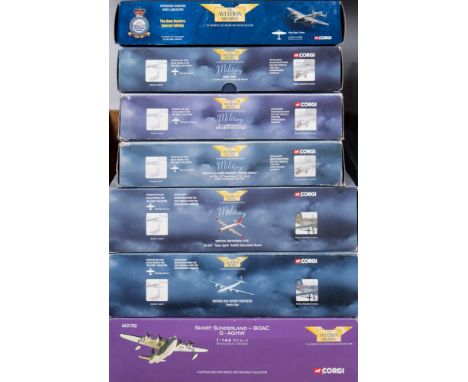 Corgi, The Aviation Archive, seven 1/144 scale diecast aircraft: includes Bristol Britannia 312F, Avro York, Dam Buster Speci