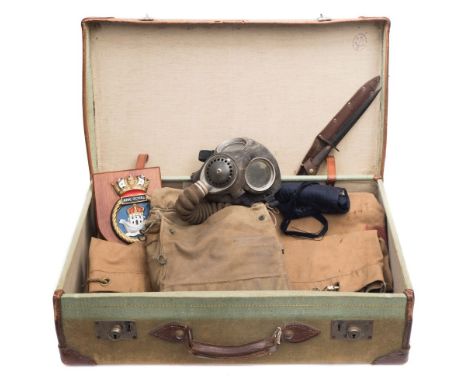 A WWII Fairburn -Sykes fighting knife, second pattern:, (unsigned) together with a collection of kit bags and related items i