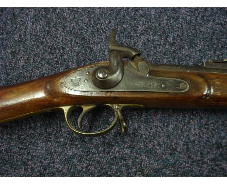 A Victorian percussion cap sporting gun:, unsigned, the 39 inch triple banded barrel with foresight and rear ladder sight, st