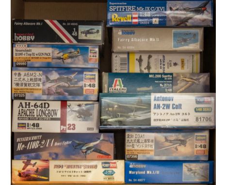 Eduard, Hasegawa, Special Hobby and others, a collection of 1/48th scale model aircraft construction kits: mostly WWII type a