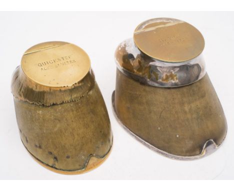 An early 20th century gilt mounted horse hoof inkwell by Rowland Ward, London:, inscribed 'Quickstep aged 25 years' together 