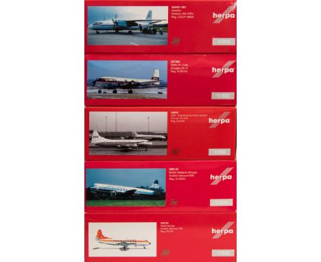 Herpa, five 1/200 scale diecast airliners:Vickers Viscount 800, Vickers Viscount 700, Bae 146-300QT, Corvair CV-440, Antonov 