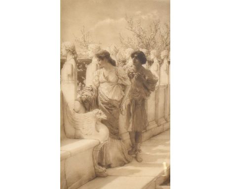 After Sir Lawrence Alma-Tadema (1836-1912)Classical Maidens on a Balcony Signed, lithograph, together with a 19th century etc
