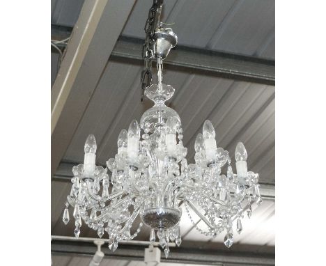 A Twelve Light Cut Glass Lustre Electrolier, drop 49cm