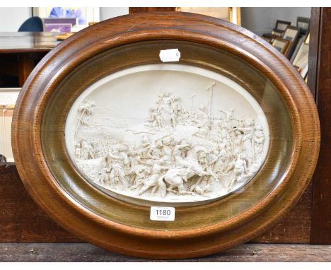 After Justin Mathieu (1796-1864), a plaster relief panel, the Unrobing of Christ