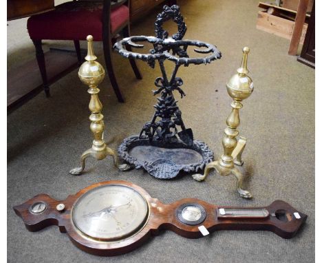 A Painted Cast Iron Stickstand, late 19th / early 20th century, cast with gardening tools and foliage, makers mark Hen-Feathe
