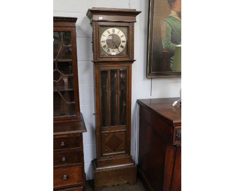 An Oak Chiming Longcase Clock, 20th century, striking on gong rods, 182cm high