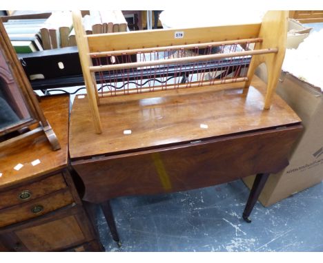 A RETRO BOOK STAND, TOGETHER WITH A SMALL ANTIQUE MAHOGANY SUPPER TABLE AND A FIRE SCREEN.