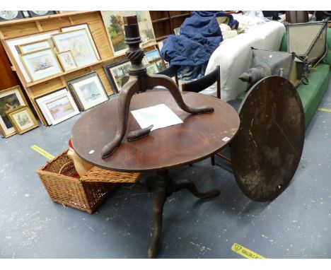 TWO 19TH C. MAHOGANY TRIPOD TABLES. 