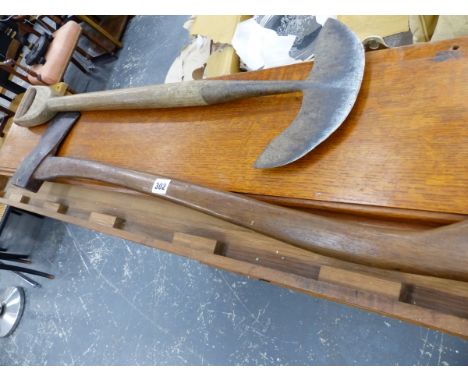 AN AXE, AND A LAWN EDGING KNIFE. 