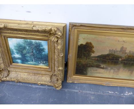 AN ELABORATE GILT FRAMED PRINT AND EDWARDIAN PRINT. 