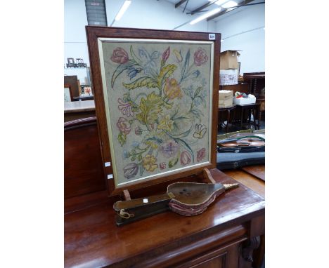 A FIRE SCREEN AND FIRE BELLOWS. 