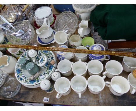 A MIDWINTER PART DINNER AND TEA SERVICE, PART CUTLERY SET, GLASS WARES, PETER RABBIT LAMP ETC. 