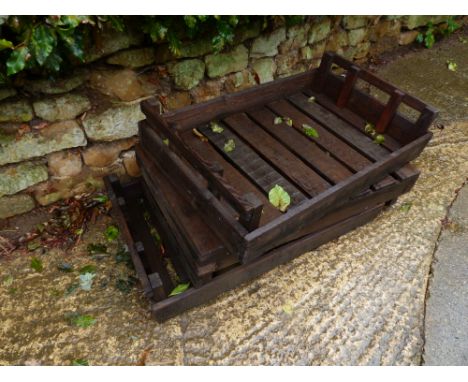 THREE VINTAGE FRUIT CRATES.