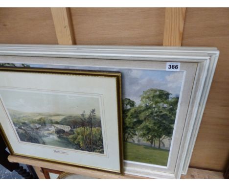 A PAIR OF OIL PAINTINGS BY CLAUDE HORSFELL TOGETHER WITH A PRINT. 