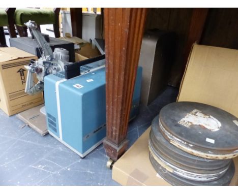 VARIOUS VINTAGE PROJECTORS AND SLIDE VIEWERS, FILM REELS ETC. 
