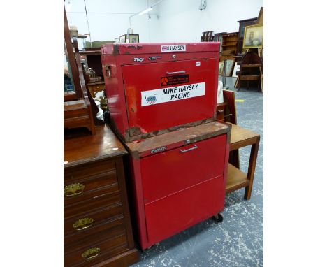 A VINTAGE TOOL CABINET. 