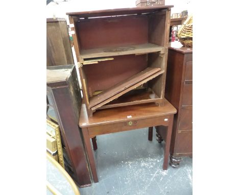 A GEORGE III MAHOGANY SIDE TABLE, AND A COMMODE FOR RESTORATION. 