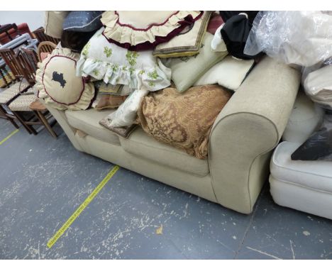 A MODERN TWO SEATER SOFA. 