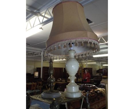 An Alabaster Table Lamp and One Other.