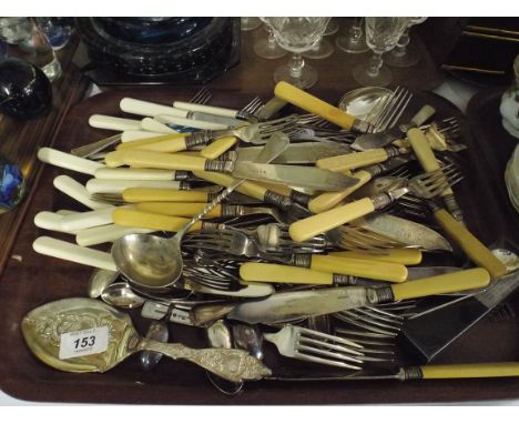 A Tray of Bone Handled Cutlery.