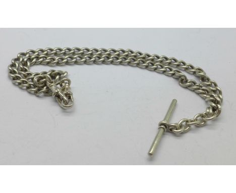 A silver double Albert chain