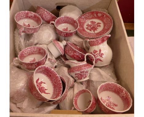 Spode Camilla tea and dinnerwares, black, blue and red Copeland backstamps, seventy-one pieces in total
