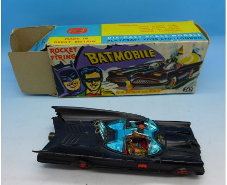 A Corgi Toys 267 Batmobile, matt black, boxed, no rockets, box a/f