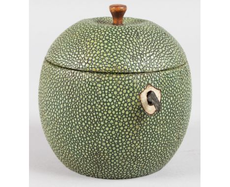 A GOOD ORANGE SHAGREEN TEA CADDY. 5ins high.
