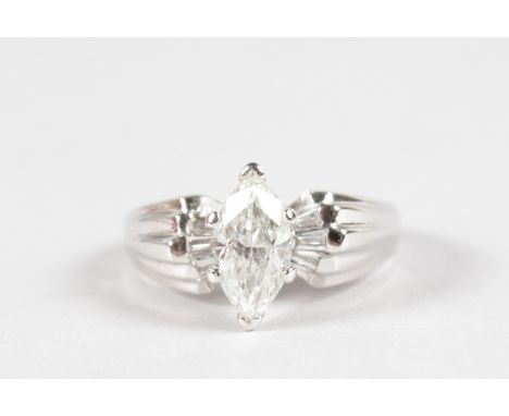 A GOOD 14CT WHITE GOLD MARQUISE DIAMOND RING of 1.25cts.